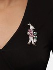 925 Sterling Silver Brooches Moissanite Bunny Rabbit Wine Design Lapel Pins