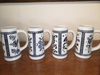 Set Of 4 Vintage Ceramarte Brazil Beer Stein Blue Delft Stoneware