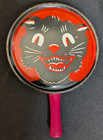 Kirchhof Vintage Halloween Round Black Cat Noise Maker Wood Handle Rattle