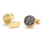 Gold Round Cufflinks For Men Wedding Formal Tuxedo Shirt Button Gift Set