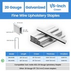 Meite 20 Gauge J4 Series 1 5-inch  5 2 Mm  Crown Upholstery Staples Galvanized