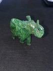 Vintage African Jade Green Carved Stone Elephant Statue 