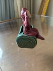 Pixie On A Log Planter  Vintage  Mid Century  Unbranded Ceramic