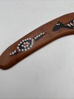 Hand-painted Aboriginal Boomerang With Kangaroo Australian Style Wood Deco