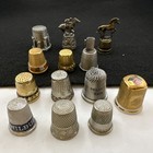 Vintage Mixed Lot Of 13 Sewing Thimbles Enamel Metal Porcelain
