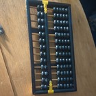  Chinese Abacus Dark Wood 13 Rods 91 Beads Lotus Flower Brand