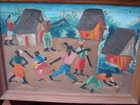 Old Vintage Black Americana Folk Art Oil Painting On Board Signed K  D--and