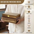Acacia Wood Box Storage Keepsake Case Decorative Card Box For Jewelry Arts Craft