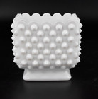 Vtg Fenton Hobnail Milk Glass  3699 Square Planter Scalloped Edge 4 