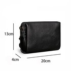 Mens Black Leather Wristlet Genuine Leather Clutch Bag Card Organizer