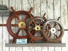 Vintage Nautical Wall Decor 12   18   24  Boat Steering Brass Wooden Ship Wheel
