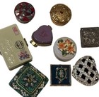 Vintage Trinket Box Lot Of 9 Cloisonne Turtle Rhinestone Hallmark Enamel Pill