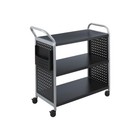 Safco Scoot Three Shelf Utility Cart Metal 300lb Capacity Black silver 5339bl