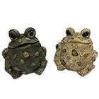Toad Hollow Frog Statues Garden Patio Lawn Green And Brown Medium Set Of 2