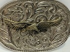 Vintage Western Eagle Belt Buckle 3d Silver Gold Tone Two Tone Floral 3 5  Hk