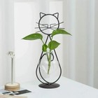 Metal Cat Stand With Glass Heart Vase Plant Propagation Terrarium Hydroponics