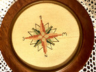 2 Vintage Framed Completed Petit Finished Needlepoint  navigation  8  Round