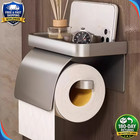 Bathroom Toilet Paper Roll Holder Wall-mounted With Mobile Phone Storage Tool