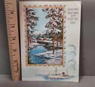 Vintage Christmas Greetings From Over The Sea 1960s Used Glittered