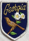 Georgia State Bird Brown Thrasher Cherokee Rose White Flower Patch Badge