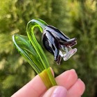 Purple Glass Bell Flower Figurine Hand Blown Art Glass Long Stem Vase Decor Gift