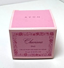 Avon-  charisma  Vintage 1968 Glass Cream Perfume Bottle W  Pink Flower Cap