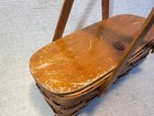 Vintage Wooden Sewing Basket Woven Wood Craft Storage Box 015 3 239