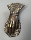 Victorian Lady Hand Desk Paper envelope Clip Holder Silver Tone Cast Metal