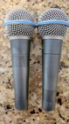 Shure Beta 58a  lot Of 2  Mics And Clips Only  Used In Good Condition