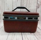 Vtg Samsonite Burgundy Silhouette Train Case Overnight Bag Mirror No Tray