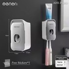 Mengni Wall Mount Toothpaste Dispenser Squeezer Toothbrush Holder Rack Storage