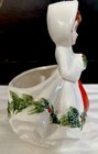 Vintage Relpo Christmas Holly Girl Figurine Planter Vase Large  6024   7   
