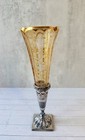 Antique Victorian Redfield   Rice Vase Bohemian Amber Cut Glass      1870  14   