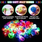Led Flashing Jelly Bumpy Rings Light Up Party Favors Kids Toys - Bulk Lot Gift