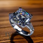 Moissanite Solitaire Engagement Ring 3 50 Carat Asscher Cut Solid 14k White Gold