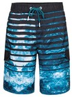 Men s Quick Dry Swim Trunks With Mesh Lining Striped Ocean Print Beach Shorts