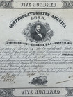 1862 Confederate States Of America Loan  500 Five Hundred Csa Civil War Bond