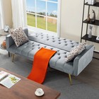 68  Modern Futon Sofa Bed Adjustable Backrest Tufted Sleeper Couch Living Room