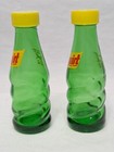 Vintage Green Squirt Soda Bottle Salt   Pepper Shakers  banner Logo  Euc 4 5 