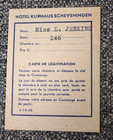 Vtg Dance Card Hotel Kurhaus Scheveninger Guest L  Jenkins Netherlands The Hauge