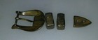 Vtg Taiwan Roc 3d 4 Piece Ranger Style Belt Buckle Set Brass