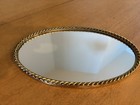 Vintage Large Oval Vanity Tray Braided Gold Gilt Mirror Dresser Powder Perfume
