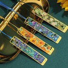 1pc Retro Floral Painting Metal Bookmark Tassel Hollow Bronzing Book Mark 