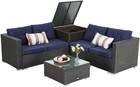 Outdoor Furniture Patio Conversation Set Sectional Couch Sofa With Storage Box