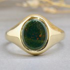 Men   s Bloodstone Ring 14k Gold Plated Oval Signet Vintage Style Gemstone Jewelry