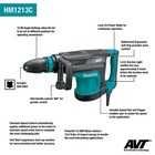 Makita Hm1213c 120v 23 Lb  Sds-max Avt Corded Demolition Hammer  950 - 1 900 Bpm