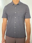 Tailor Vintage Men s Button Up Short Sleeve Shirt  Dark Blue  Size Xl