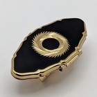 Vintage Stratton England Etched Design Black Gold Tone Lipstick Holder Mirror