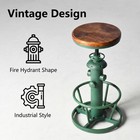 Vintage Adged Green Fire Hydrant Bar Stool  Solid Wood Seat  Industrial Bar C   