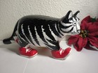 Sigma Kliban Cat Coin Bank Striped Black   White Red Shoes Signed W plug Vintage